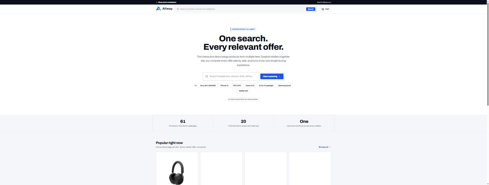 The Allway marketplace demo homepage