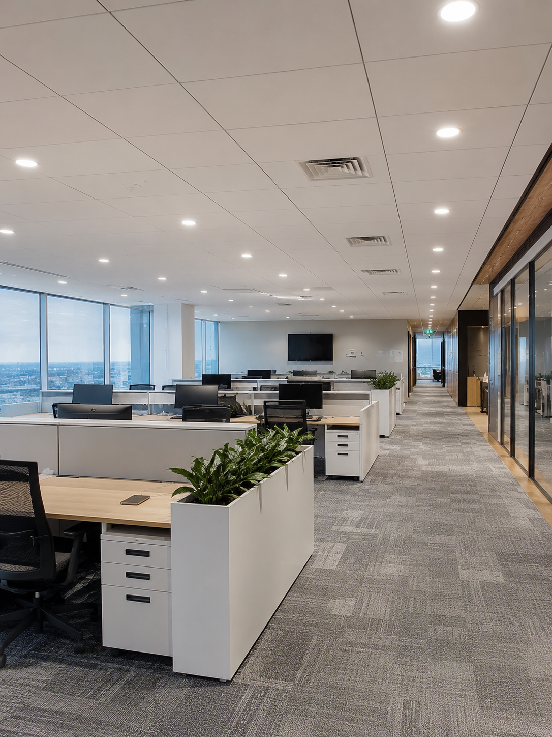Modern office lighting installation